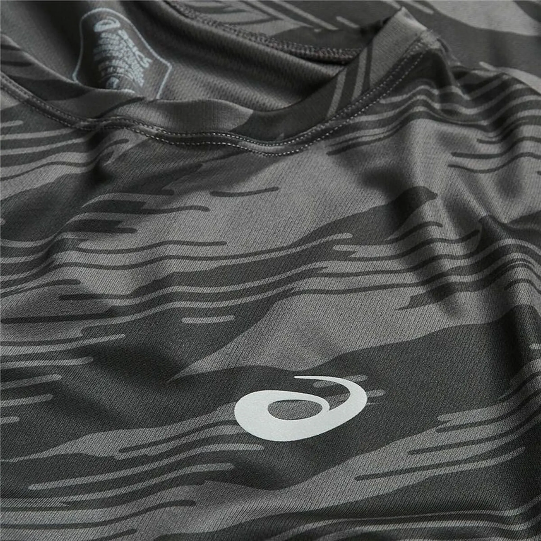 Detailed Material View of Asics Core All Over S/S Graphite Grey T Shirt 4550455718198